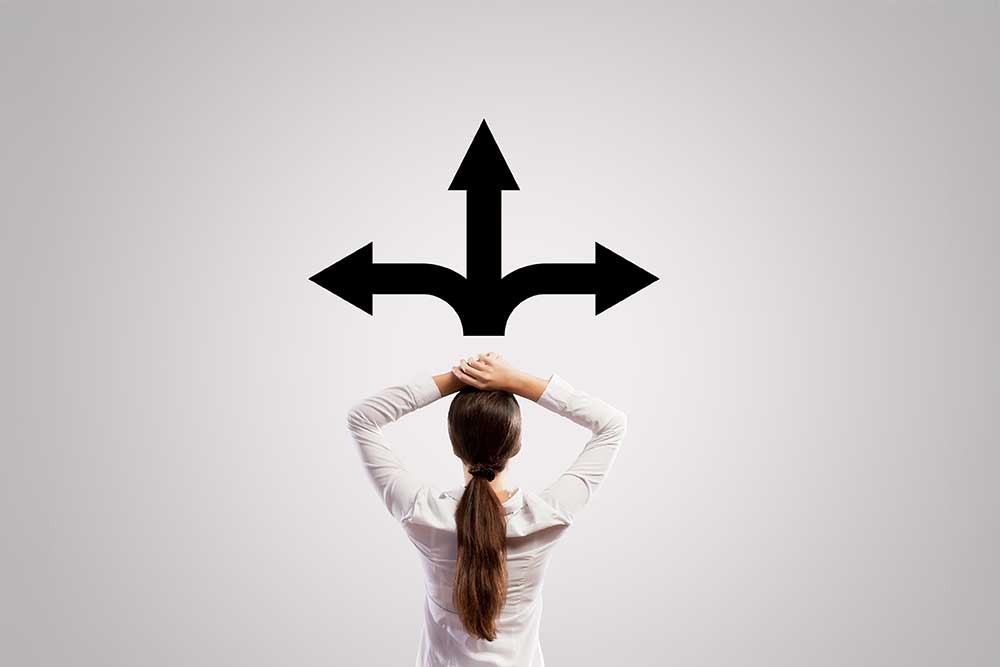 Woman facing difficult choice 
