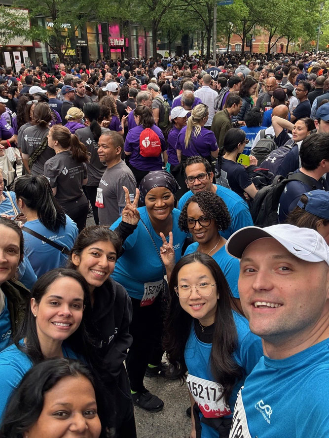 SCOR Careers Blog post on Engagement Month image SCOR New York team at AHA 2025 Wall Street Run and Heart Walk