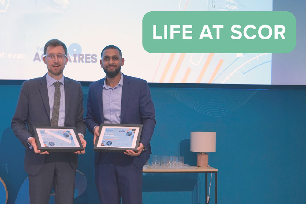 SCOR Life at SCOR Careers blog post on SCOR Foundation for Science thumbnail image with the winners Sébastien Farkas and Nicxan Hensman Stalin