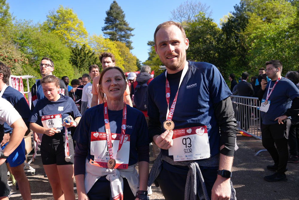 SCOR Voices Life at SCOR Foulées de l'Assurance article image with                                                     Valerie Paingault and Robin Thiery