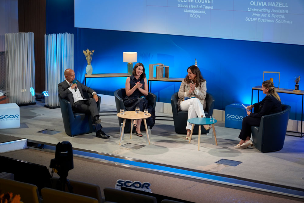 SCOR Voices Life At SCOR Employer Brand Conference image with Olivier Gay, Olivia Hazell and Samantha Lydon
