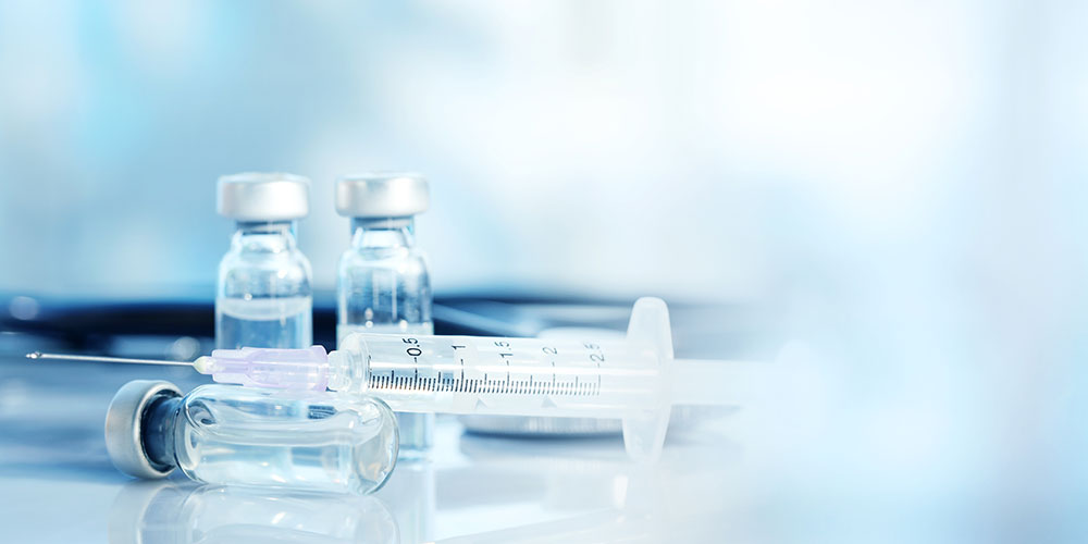 Syringe and lab glass bottles