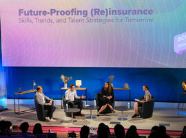 Teaser image of SCOR Careers Blog SCOR Live article with 3 speakers on the scene of SCOR's Paris office auditorium