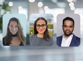 Teaser image of SCOR Careers Blog Career Compass Hiring Journey article with Samantha Curutchet, Adèle Kaschte and Mammen Puthukkeril Varghesem, interns and apprentices at SCOR