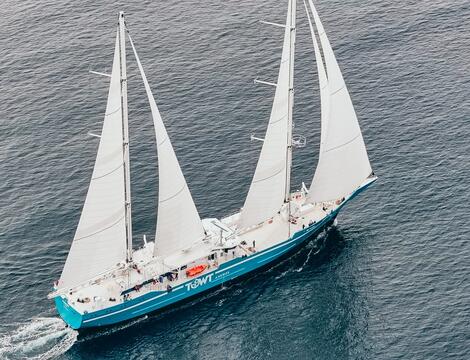 TOWT sailing cargo ship on the open sea