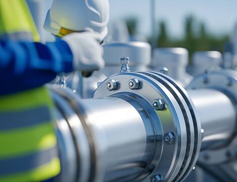 Worker next to a CCS pipeline