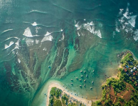 Aerial view of tropical coastline