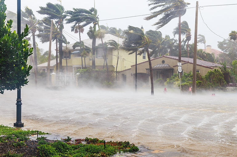 A flooded street after catastrophic Hurricane Irma hit Fort Lauderdale, FL.