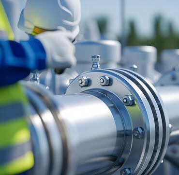Worker next to a CCS pipeline