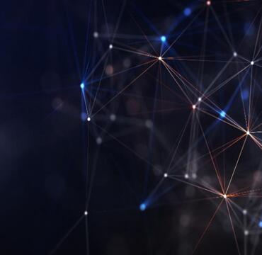 Abstract digital network with glowing nodes and lines on dark background