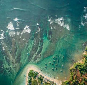 Aerial view of tropical coastline