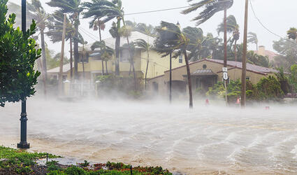 A flooded street after catastrophic Hurricane Irma hit Fort Lauderdale, FL.