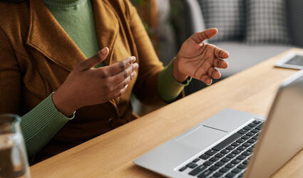 Woman gives online counselling