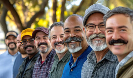 Group of Smiling Men Supporting Men’s Health Awareness
