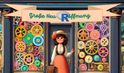 Illustration of a woman in front of a shop