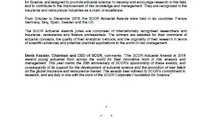 Press release Actuarial prize 2016