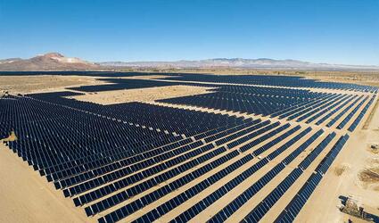 Aerial view of solar panels