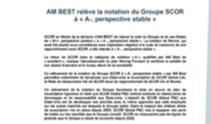 Communiqué de presse AM BEST relève la notation du Groupe SCOR
