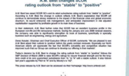 2009 press release A.M. Best changes SCOR rating outlook