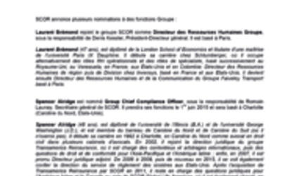 Communiqué de presse nominations chez SCOR mai 2015