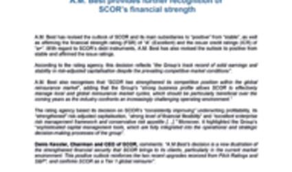2015 press release A.M. Best provides further recognition of SCOR’s financial strength