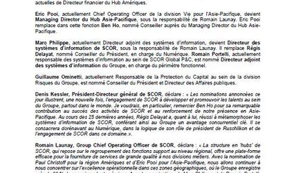 Communiqué de presse nominations SCOR janvier 2017