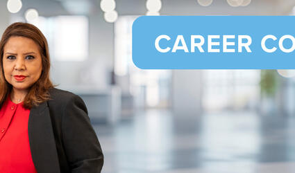 March 2025 Careers blog article header image with SCOR’s Head of Global Talent Acquisition Sangeeta Xanthopoulos