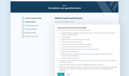 Page from a Velogica medical health questionnaire