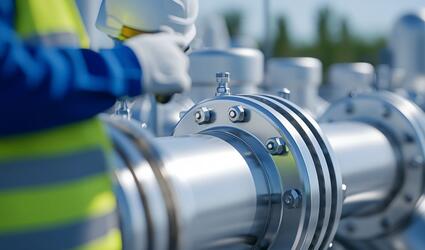 Worker next to a CCS pipeline