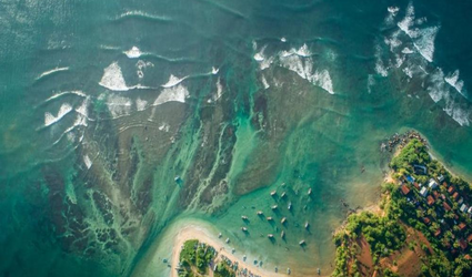 Aerial view of tropical coastline