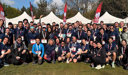SCOR Voices Life at SCOR Foulées de l'Assurance article header image with SCOR employees pictured together