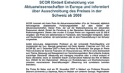 Preis für Aktuarwissenschaften 2007 pressemitteilung 