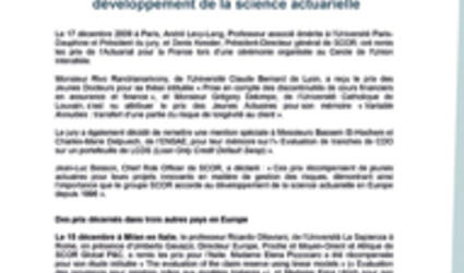 Communiqué de presse Prix Actuariat 2009
