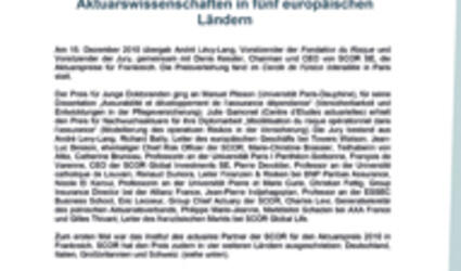 Preis für Aktuarwissenschaften 2010 pressemitteilung 