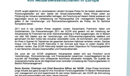 Preis für Aktuarwissenschaften 2011 pressemitteilung 