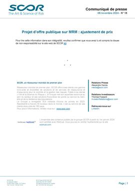 202411_SCOR_16 - Projet d’offre publique sur MRM - ajustement de prix cover