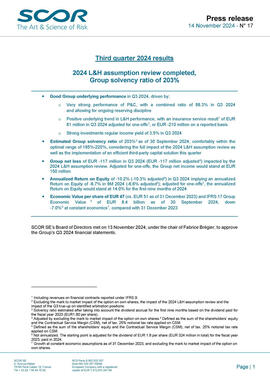 Page 1 of SCOR Q3 Results press release