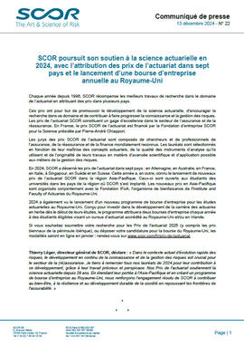 Première page du communiqué de presse Prix de l'actuariat SCOR 2024
