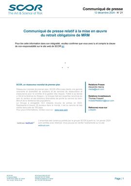 Première page du Communiqué de presse MRM mise en oeuvre du retrait obligatoire
