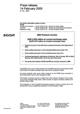 2004 premium income press release