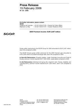 2005 premium income press release