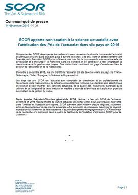 Communiqué de presse Prix Actuariat 2016