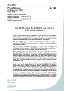 AM BEST raises the SCOR Group 2006 press release