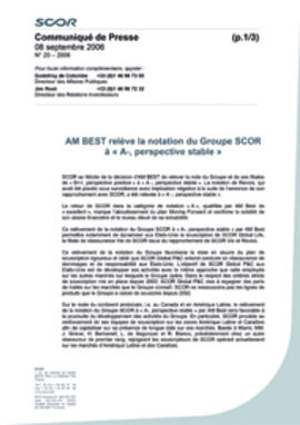 Communiqué de presse AM BEST relève la notation du Groupe SCOR