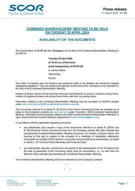 Combined shareholders’ meeting to be held on Tuesday 29 April 2025 press release of March 2025