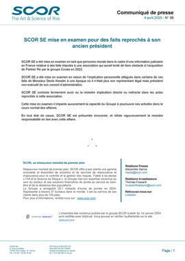 Communiqué de presse SCOR du 4 avril 2025