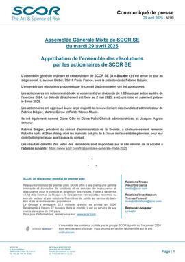 Communiqué de presse Résultats AGM 2025 de SCOR