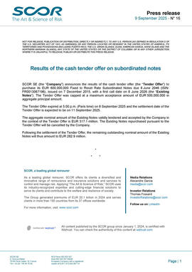 SCOR September 2025 Tender Results press results