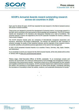 SCOR December 2025 press release on Actuarial Awards