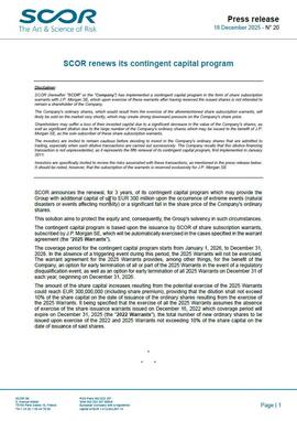 Communiqué de presse de SCOR concernant son capital contingent de décembre 2025